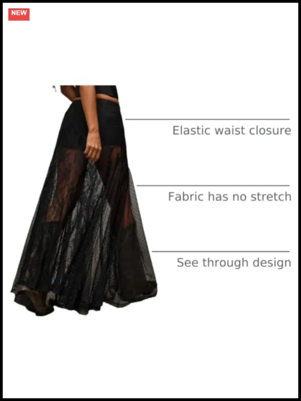 Sheer Lace Maxi Skirt Ruffle Asymmetrical See Through Long Flowy Polka Dot